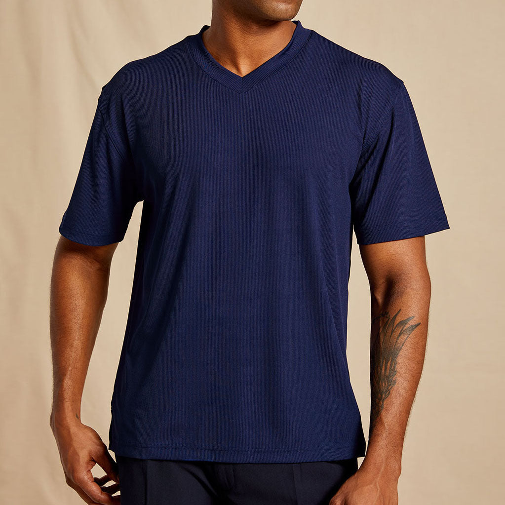 Men's Regular Fit V-Neck Rib T-Shirt | S-6XL | INSERCH