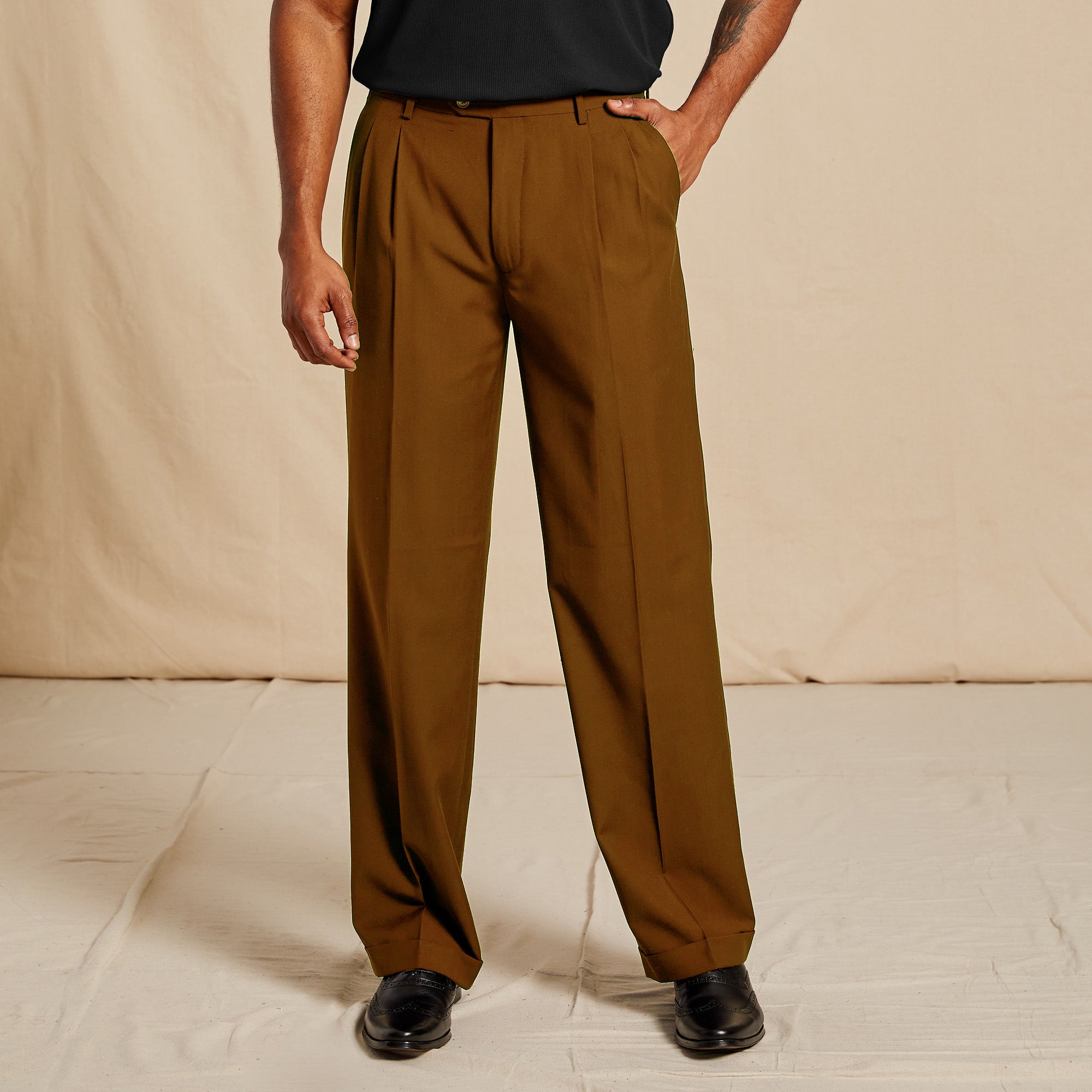 Men's Slim Fit Flat Front Two Pleat Pant | 33