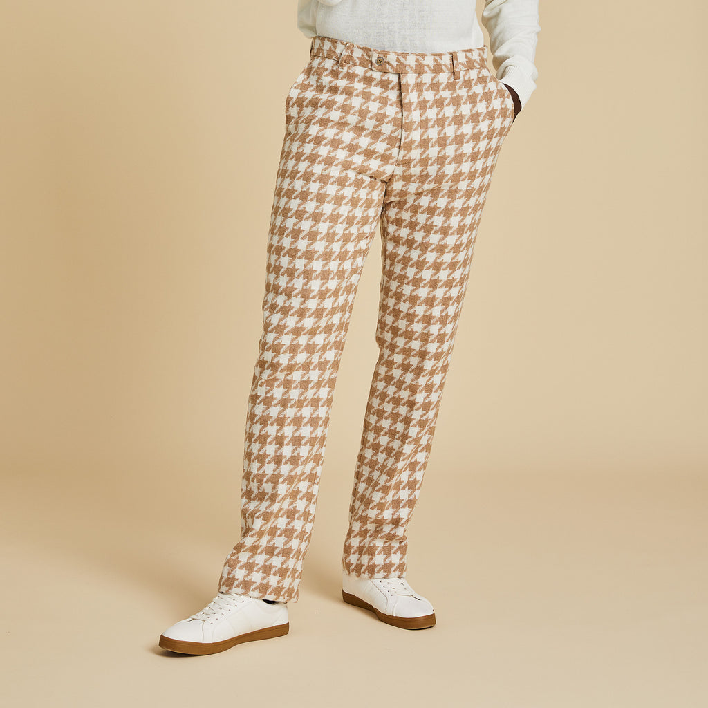 Men's Flat Front Woolen Houndstooth Pant | 30-52 | INSERCH