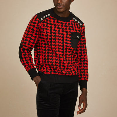 Houndstooth Crewneck Sweater