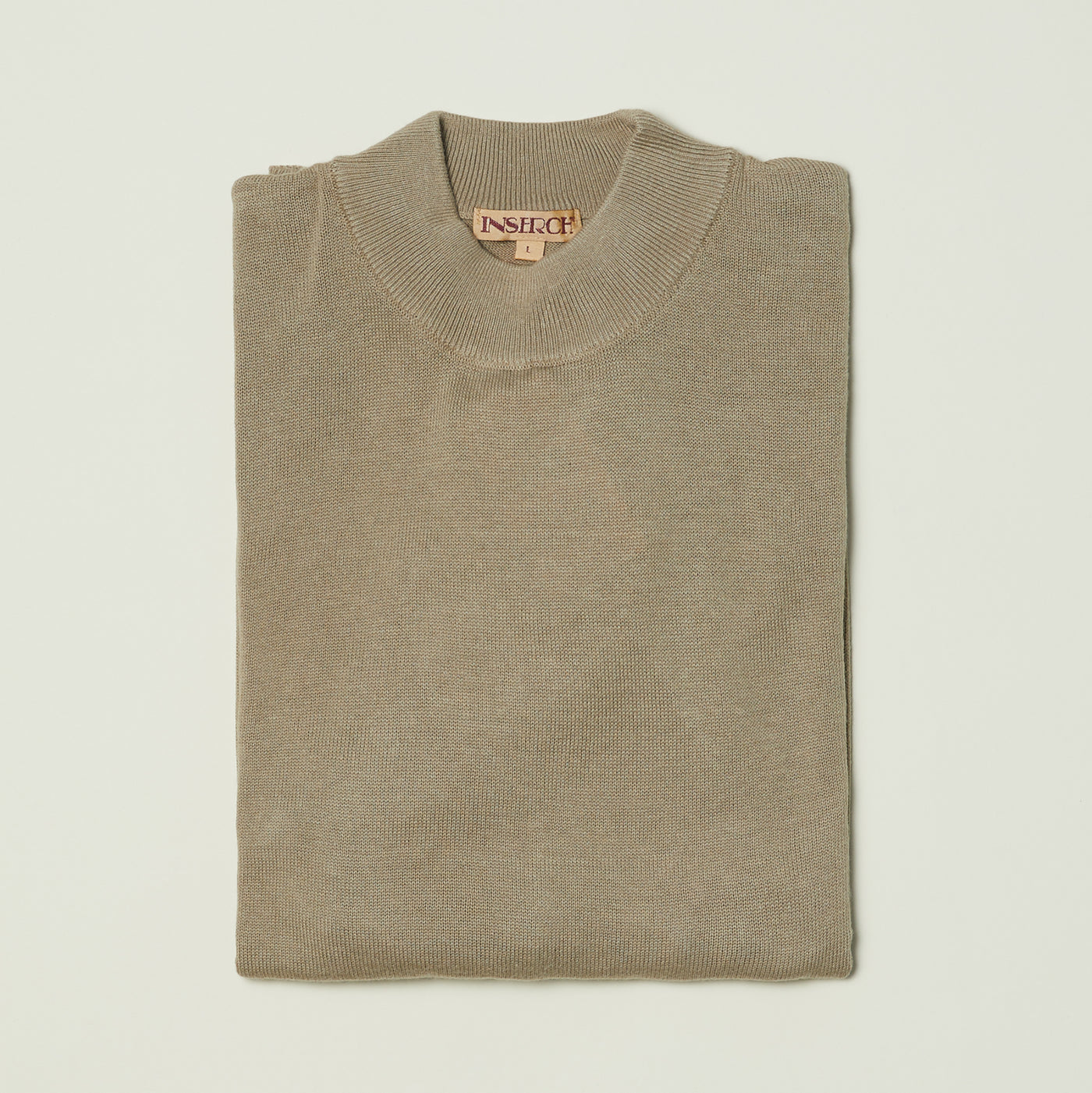 Cotton Blend Mock Neck Sweater - Beige & Browns - INSERCH