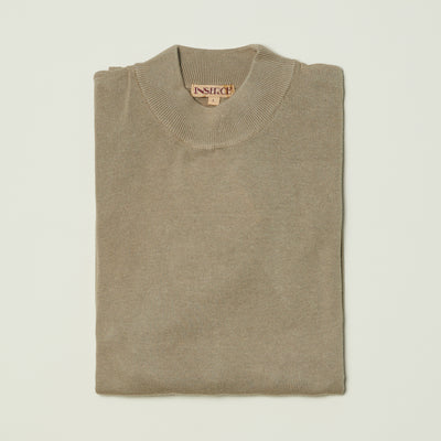 Cotton Blend Mock Neck Sweater - Beige & Browns - INSERCH