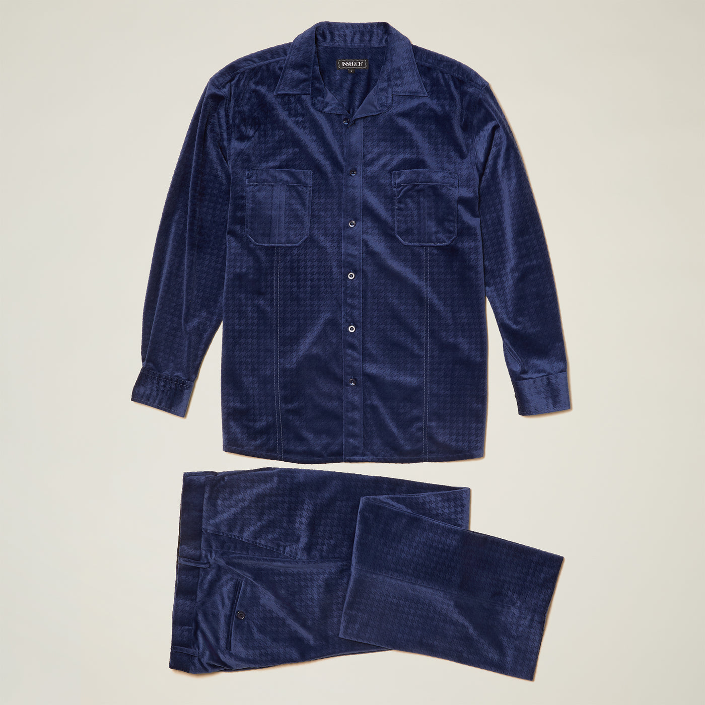 Velvet Houndstooth Shirt and Pant Set - INSERCH