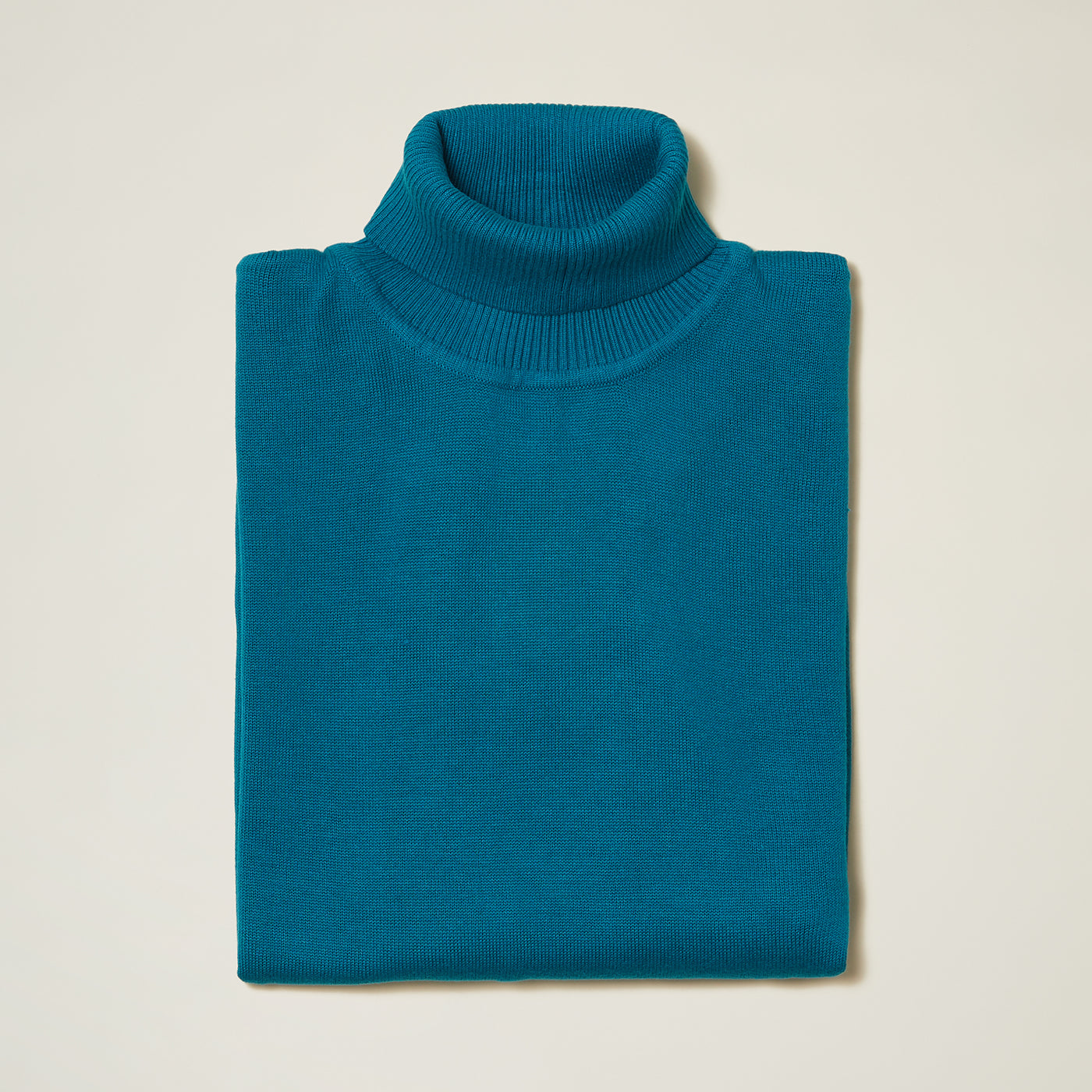 Cotton Blend Turtleneck Sweater - Blue & Greens - INSERCH