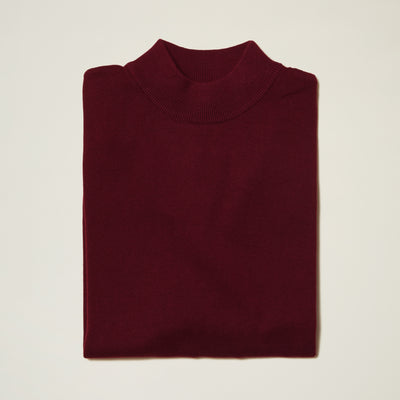 Cotton Blend Mock Neck Sweater - Red & Oranges - INSERCH