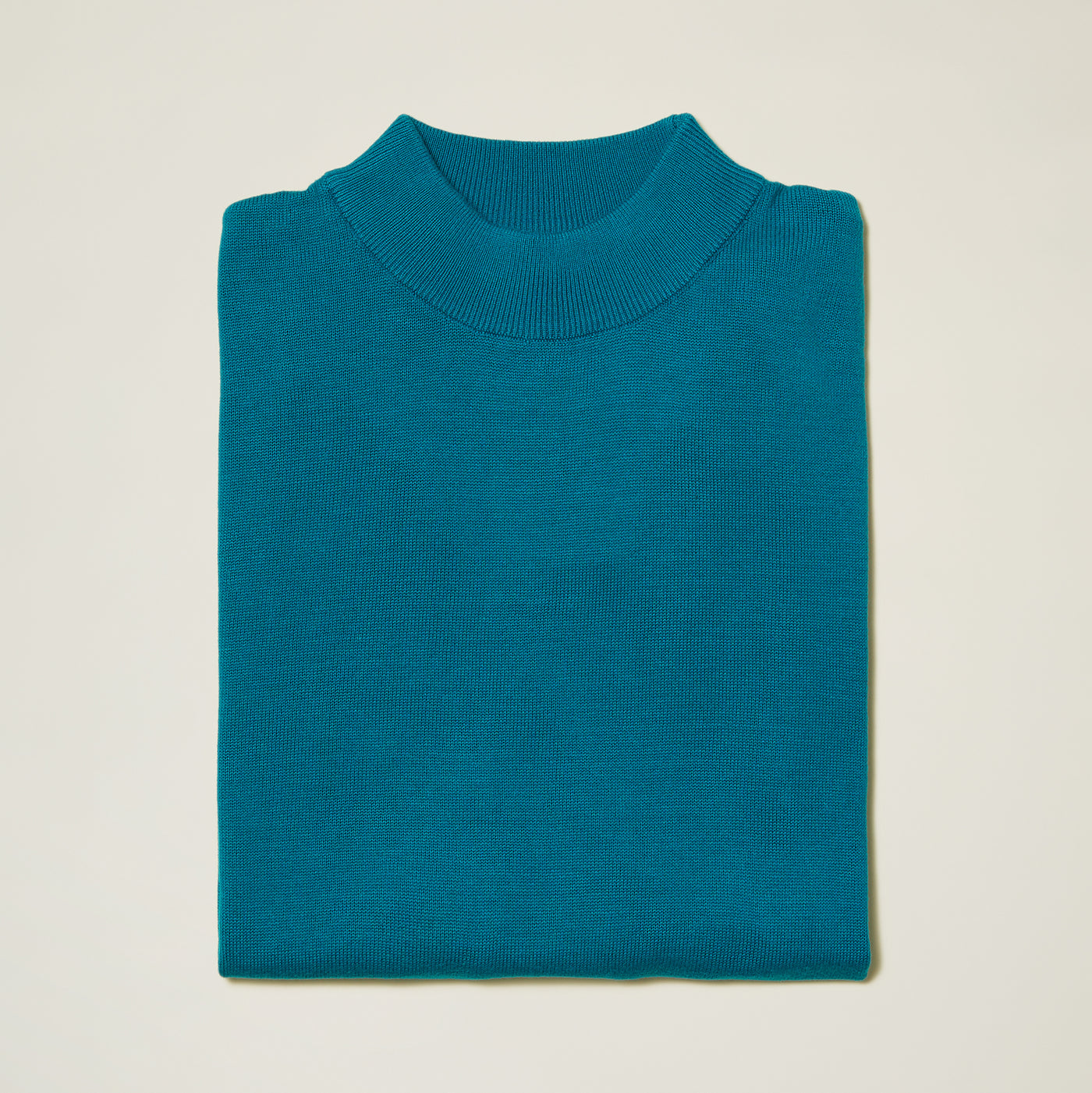 Cotton Blend Mock Neck Sweater - Blue & Greens - INSERCH
