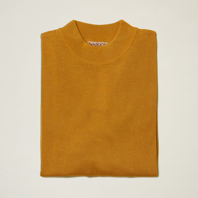 Cotton Blend Mock Neck Sweater - Yellow & Gold - INSERCH