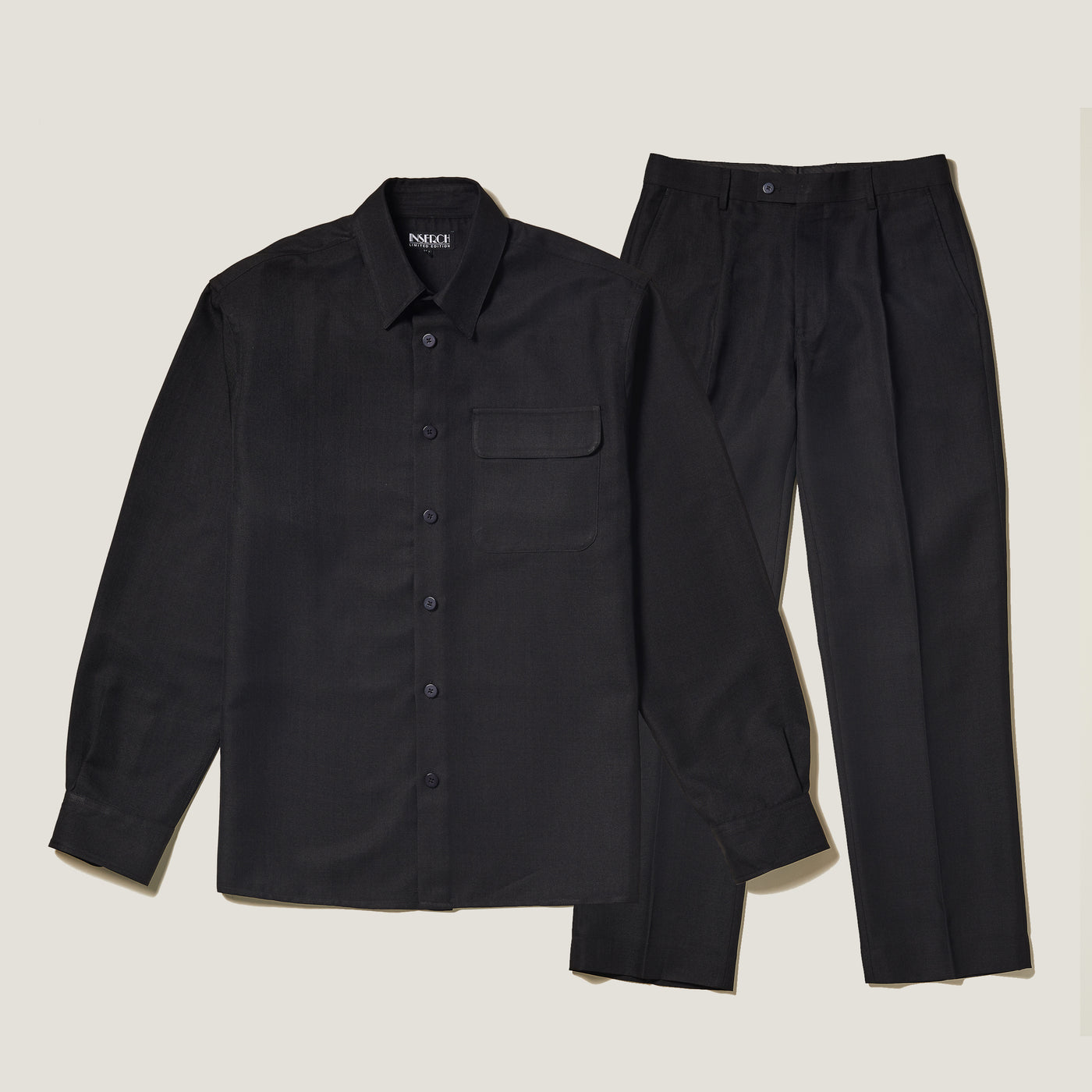 Solid Heather Shirt and One Pleat Pant Set - INSERCH
