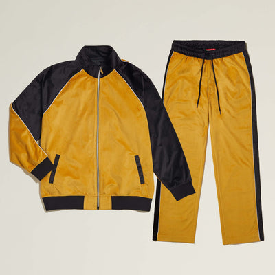 Velour Colorblock Track Jacket and Pants Set - INSERCH