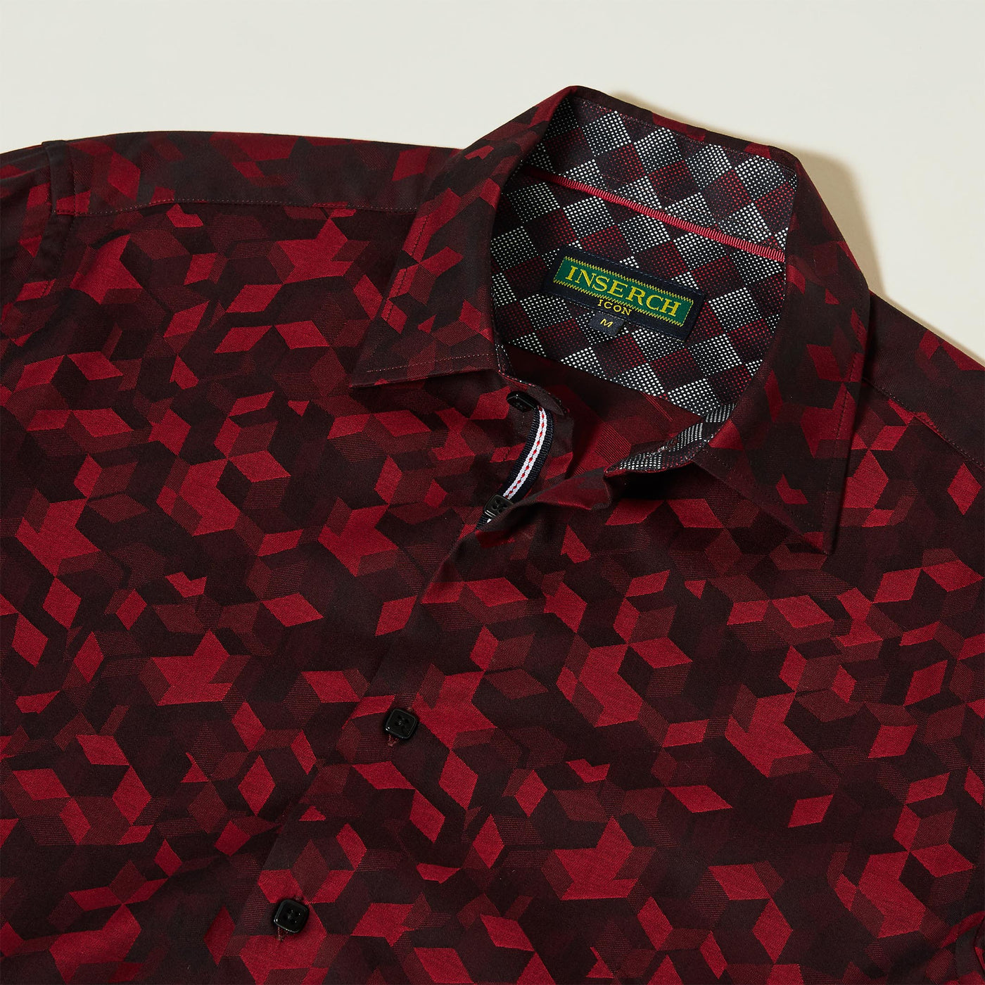 Cotton Jacquard Shirt with Geometric Pattern - INSERCH