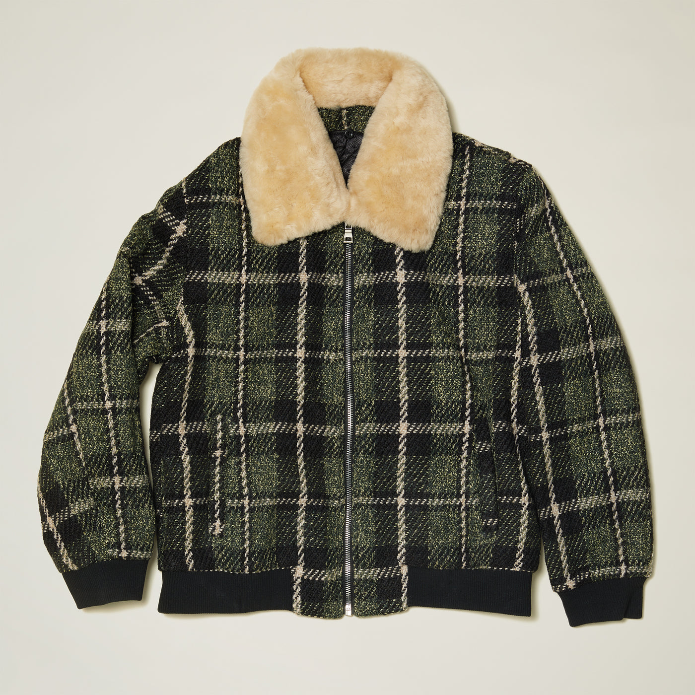 Wool Bomber with Shearling Collar - INSERCH