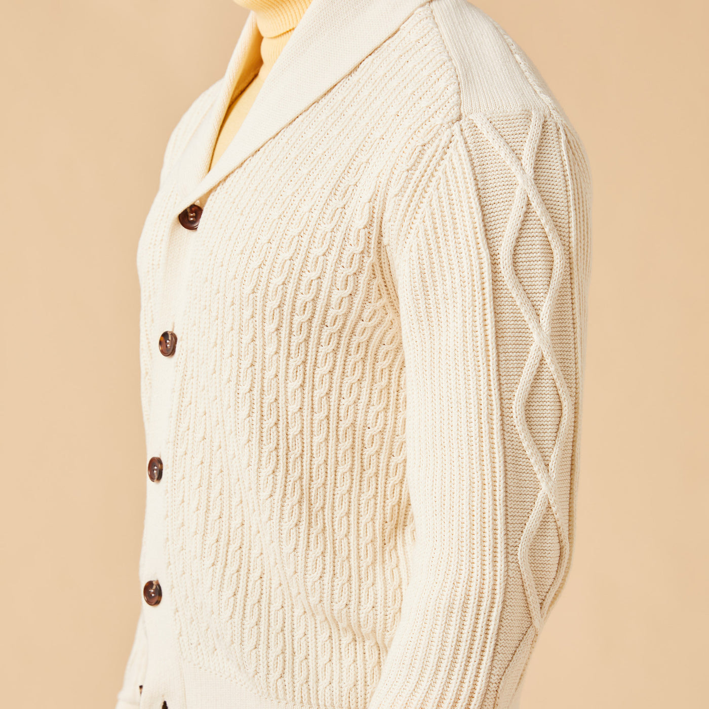 Cotton Blend Shawl Collar Cardigan Sweater - INSERCH